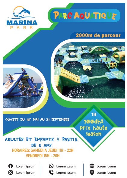 Flyer publicitaire Marina Park conçu par LienGO
